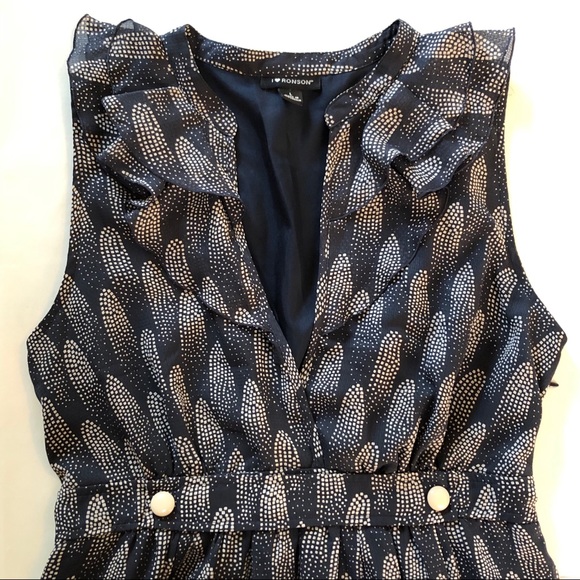 I <3 Ronson Navy Sleeveless Ruffle Front Dress - Picture 4 of 10